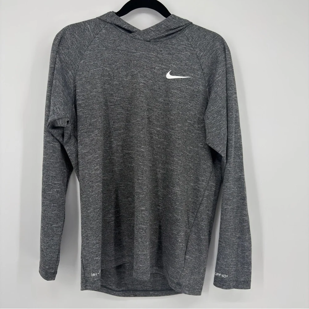 Nike Dri-Fit Gray Hooded‎ Long Sleeve Top UPF 40+ Size M